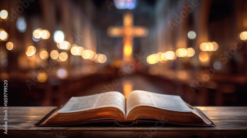 holy bible open book in church