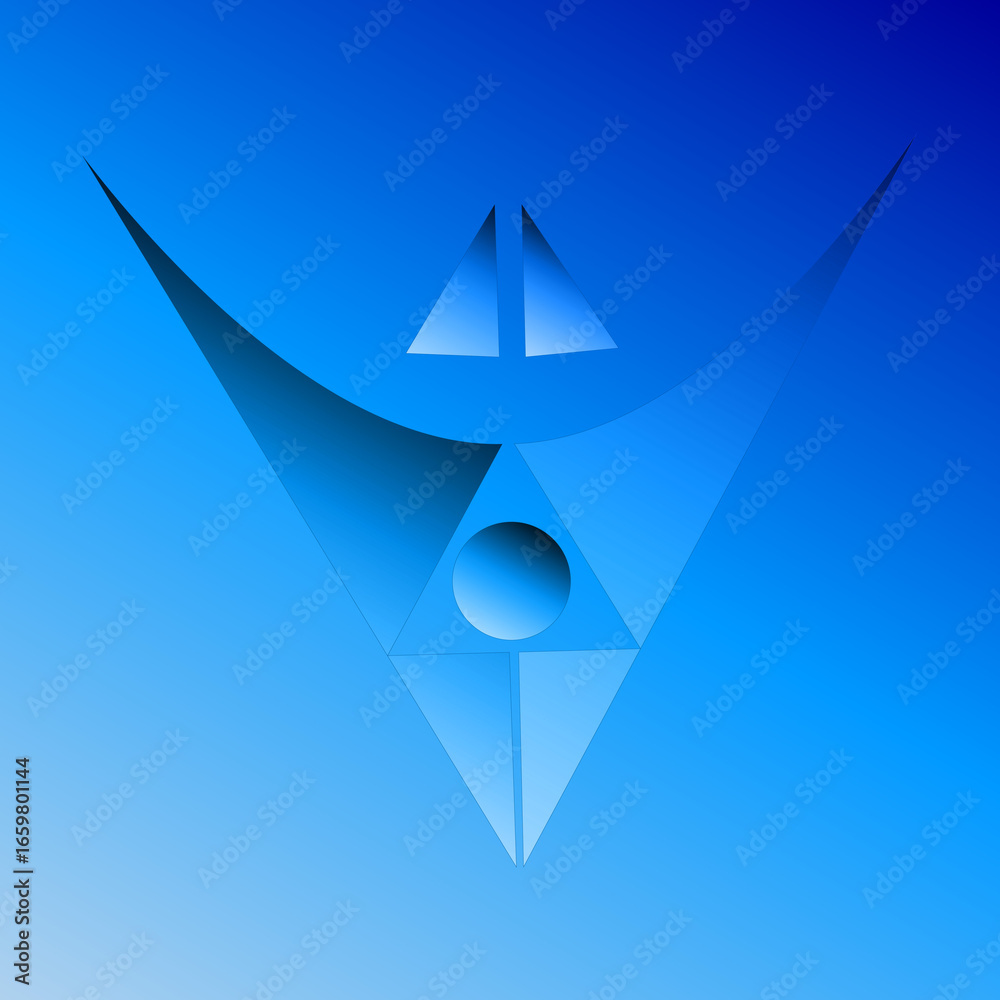 Fototapeta premium Abstract blue geometric shapes with a sphere and gradient background