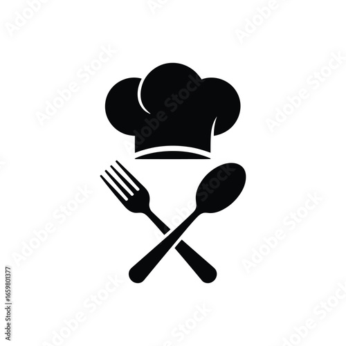 Culinary Arts A Chef's Hat with Crossed Utensils – Fork and Spoon Icon