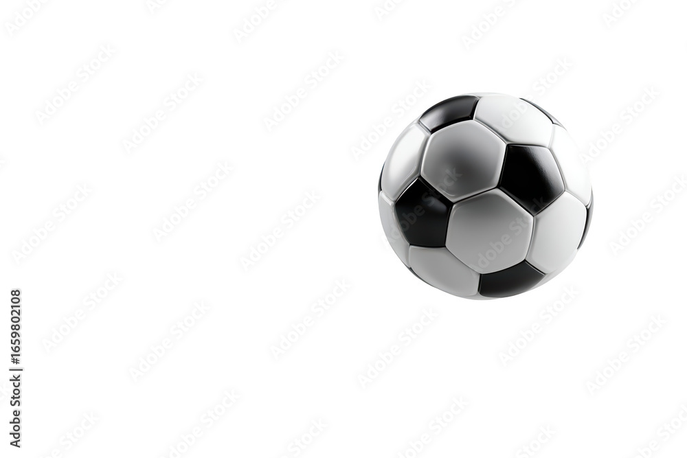 Obraz premium Soccer ball with black/white pattern, on black background