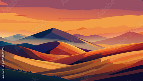 sunset in the mountains