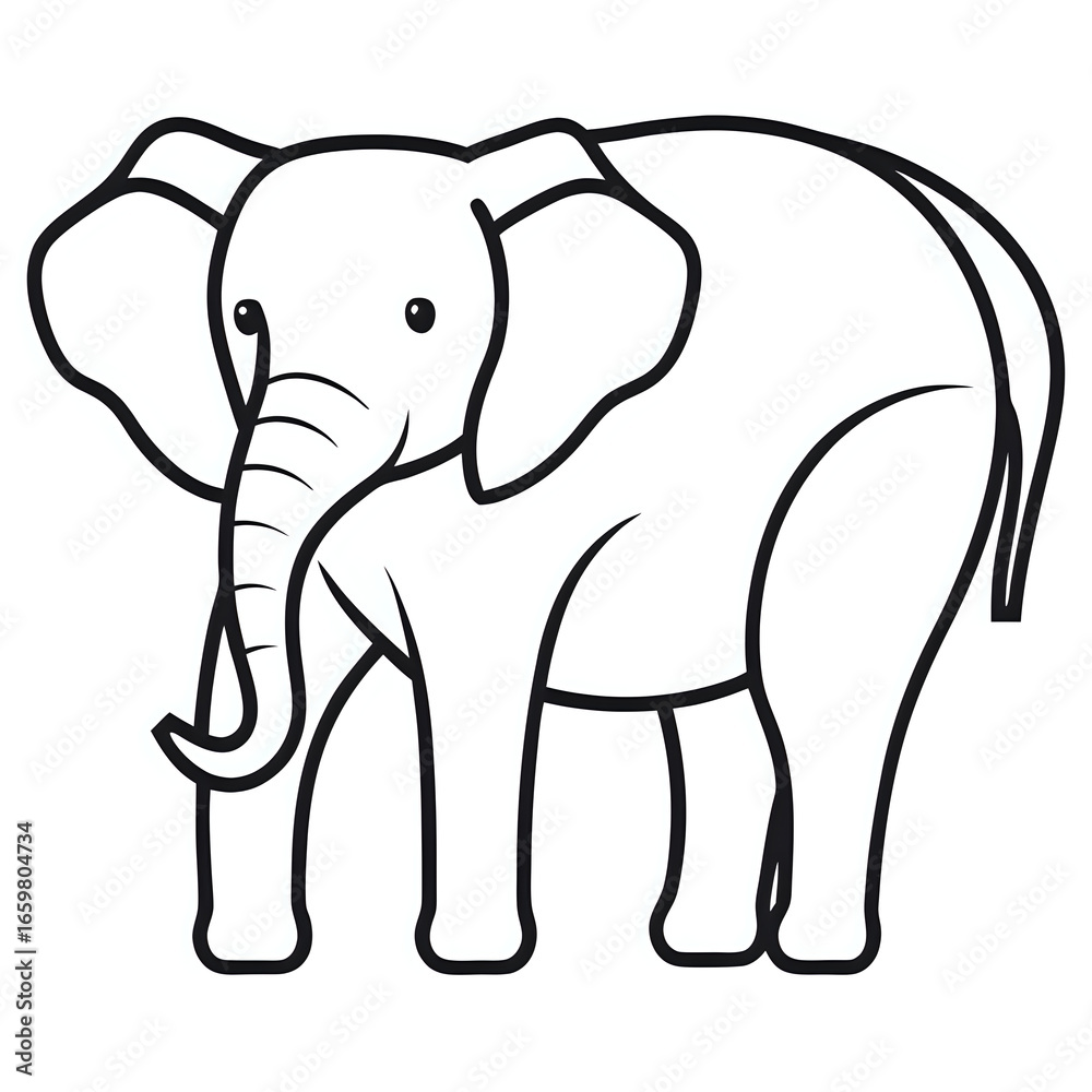 Fototapeta premium elephant ,outline illustration isolated on white background