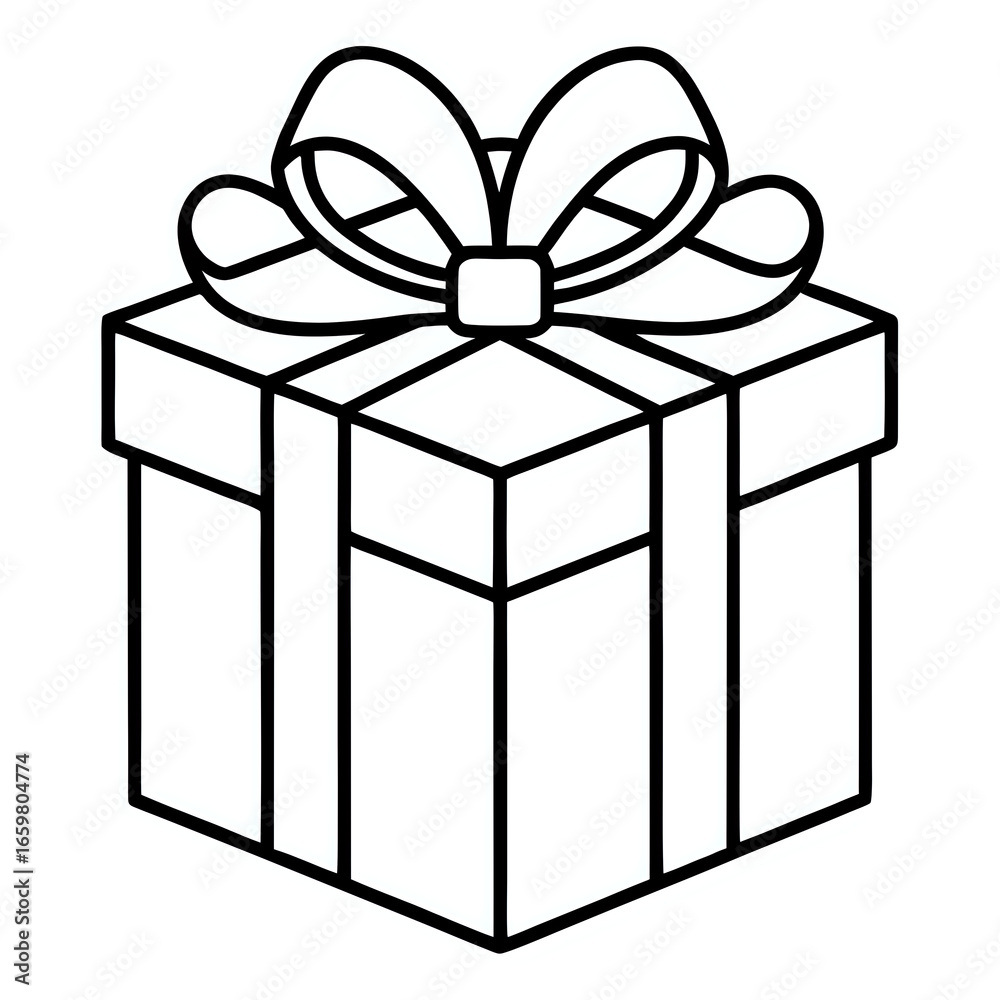 Obraz premium gift box ,outline illustration isolated on white background