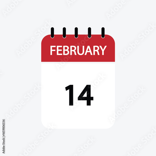 14 february calendar february calendar vector illustration