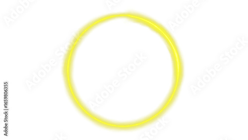Luminous Yellow Circle Graphic on White Background: Abstract Shape, Glowing Aura, Minimalist Design Element, Conceptual Illustration, Light Burst, Artistic Decoration