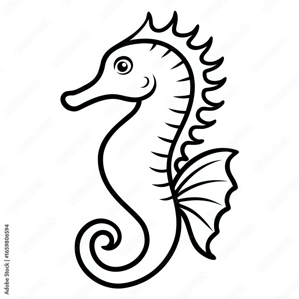 Fototapeta premium seahorse ,outline isolated on white background