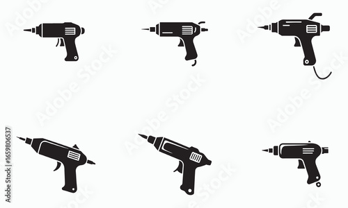 Solid rivet gun icon isolated on white background