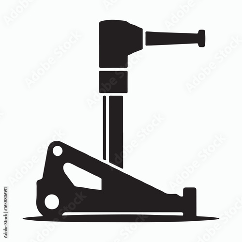 Black silhouette of a hydraulic jack isolated on white background