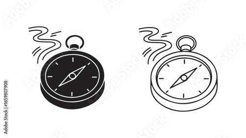 Compass icon with spinning needle