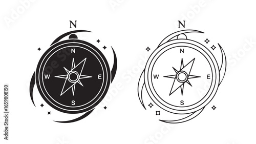 Compass icons with transparent background