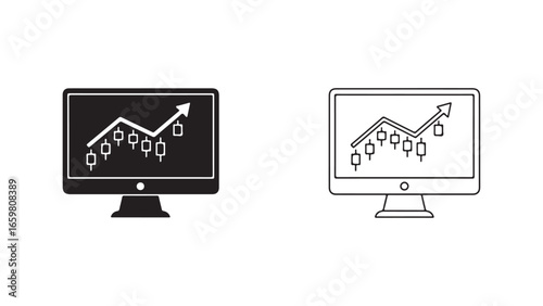 Computer screen showing upward trending graph