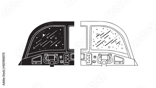 Control panel outline with stars and space background