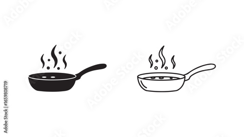 Cooking pan with steam, food icon with transparent background
