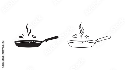 Cooking pan with steam, food icon with transparent background
