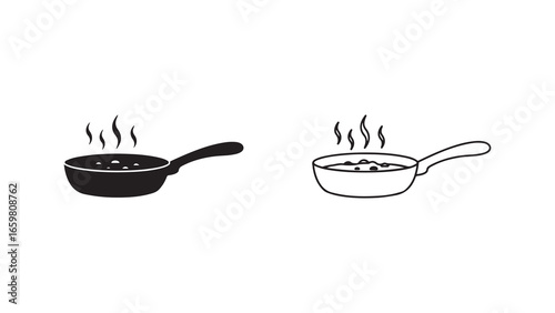 Cooking pot with steam, food icon with transparent background
