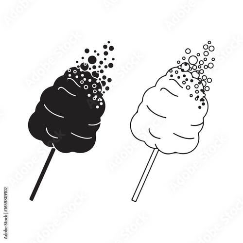 Cotton candy on stick with transparent background
