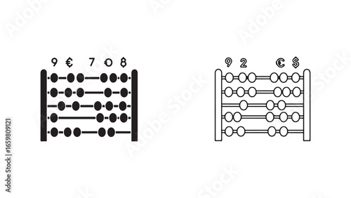 Abacus with currency symbols for money and finance