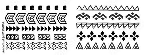 Hawaiian tribal border dividers geometric line set