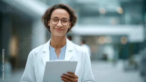 Medical resident walking down a hallway with clipboard and tired eyes