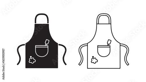 Apron icon with bowl and spoon with transparent background