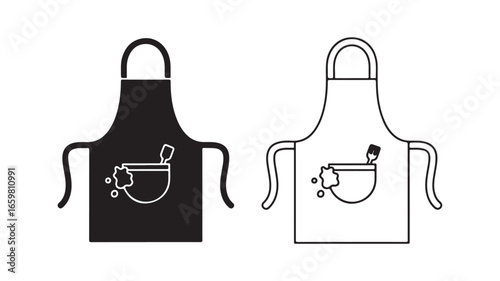 Apron icon with cooking bowl and spoon