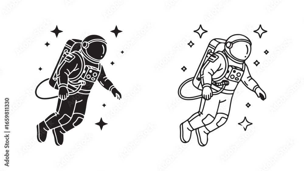 Fototapeta premium Astronaut floating in space with stars