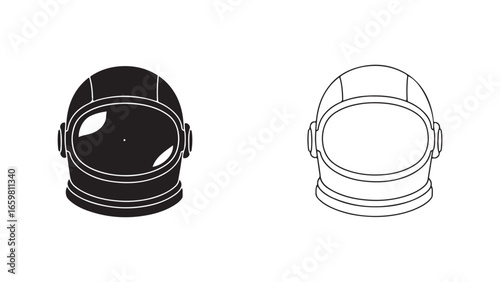 Astronaut helmet outline and solid color with transparent background