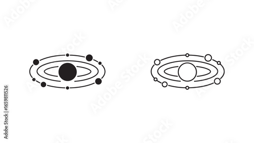 Atomic structure diagram with orbits and nucleus