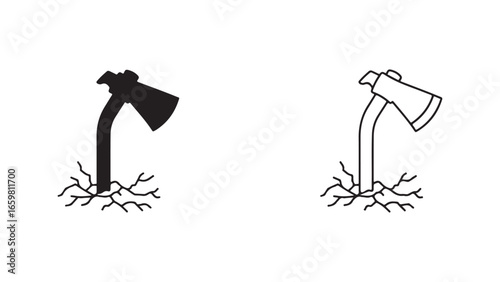 Axe growing from roots with transparent background