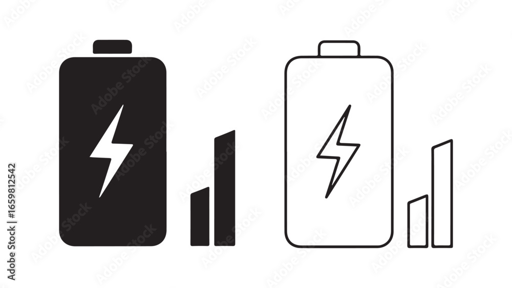 Battery icon with charge level bars with transparent background Battery icon with charge level bars with transparent background