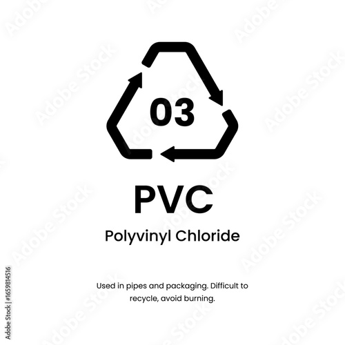 PVC Plastic recycling icon