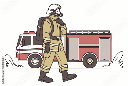 fireman with fire extinguisher