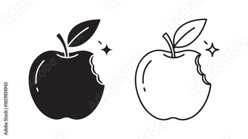 Bitten apple icon with transparent background