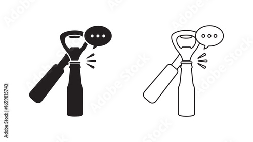 Bottle opener icon with speech bubble
