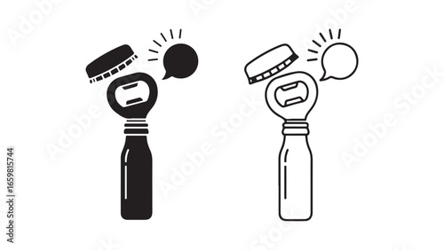 Bottle opener icon with speech bubble