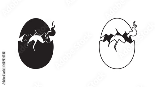 Broken eggshell with hatching chick, isolated