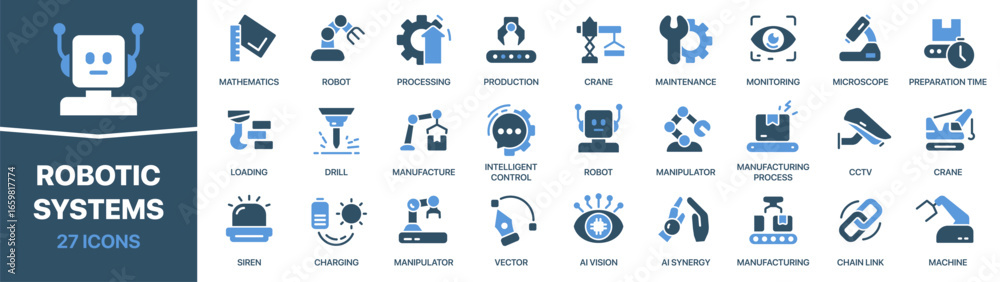 custom made wallpaper toronto digitalRobotic systems fill icon collection. Set of automation, AI, machine arms, production lines, monitoring, and industrial robotic technology icons
