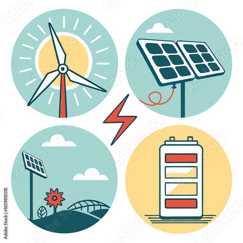 Renewable Energy and Solar Icon Pack Vector 1