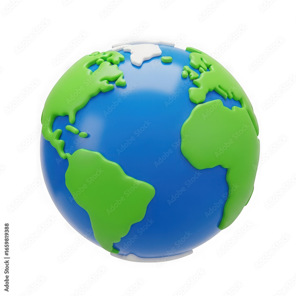 Naklejka premium Stylized cartoon earth globe with continents on black background