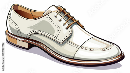 Men's classic leather shoes isolated on white background, shining in pure white elegance, snowy brilliance, ivory tone, pearl glow, subtle cream softness, radiant charm, timeless sophistication, perfe