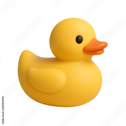 3D Yellow Rubber Duck Icon Isolated on Transparent Background