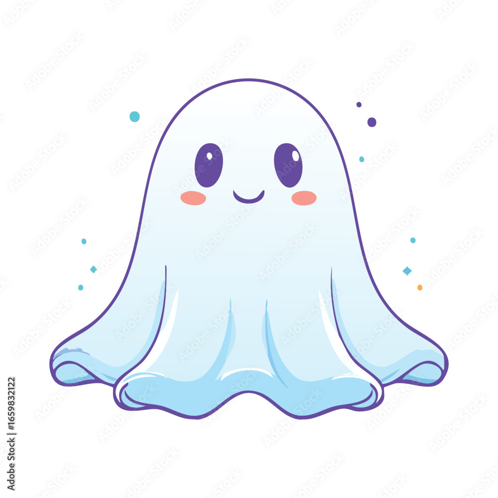 Obraz premium Cute Ghost Icon – Yoga Meditation - Ready to use