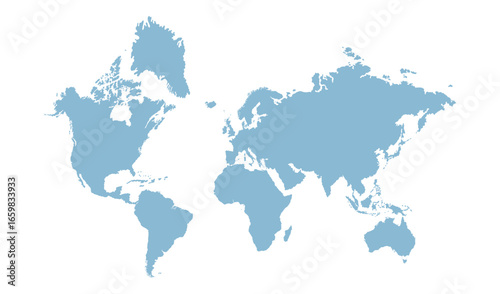 World map isolated on a white background. Vector flat cliparts of continents.