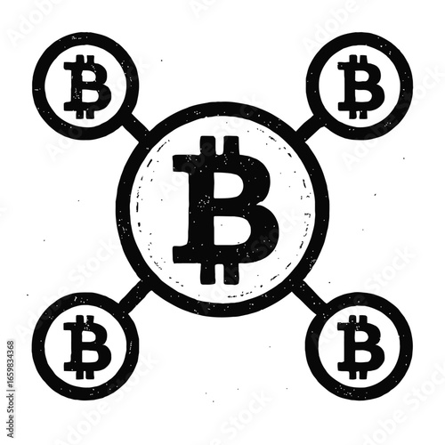 Grunge Textured Bitcoin Blockchain Network
