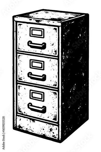 Grunge Textured Metal Filing Cabinet Vector