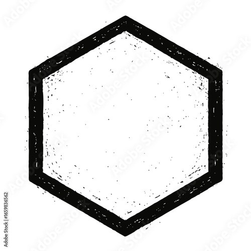 Grunge Textured Hexagon Vector Shape