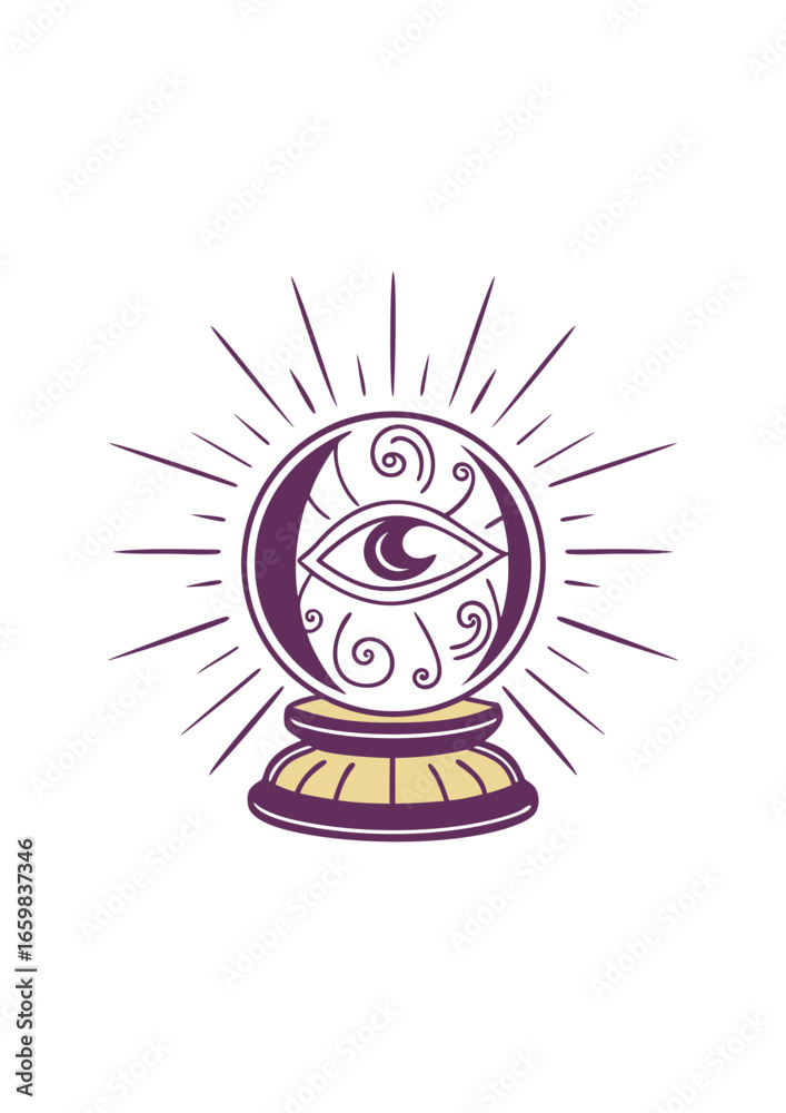 Obraz premium Crystal ball with mystical eye and decorative patterns for Halloween 