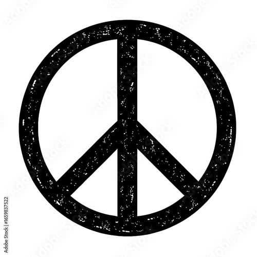 Distressed Peace Sign Vector Icon - Grungy Symbol of Peace, Anti-War, and Hippie Culture