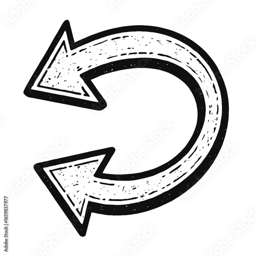 Distressed U-Turn Arrow Vector Icon - Grungy Symbol for Change, Reversal, and Refresh