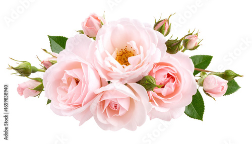 Fototapeta Naklejka Na Ścianę i Meble -  Delicate Pale Pink Roses with Buds PNG